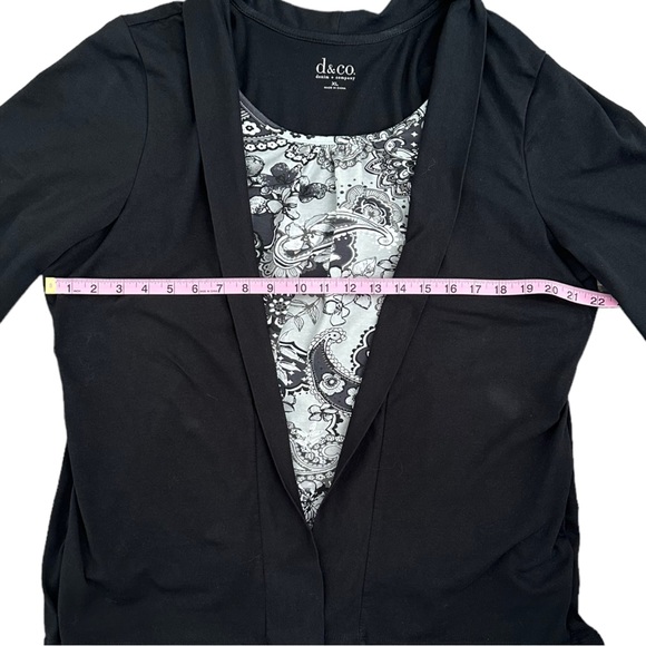 Denim & Company 2 in 1 black and white top. Women’s size XL - Picture 5 of 8